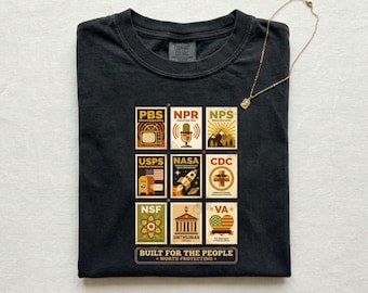 Protect Democratic Institutions Vintage Stamps Tee, Comfort Colors PBS NPR 4th July Protest Shirt
