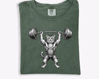 Comfort Colors® Funny Cat Gym Shirt, Cat Workout Tee, Funny Cat Meme Shirt