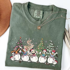 Comfort Colors® Mickey and Friends Christmas Tree Shirt, Christmas Snowman Disneyworld Tee, Santa Mickey And Friends Shirt, Xmas Disney Trip