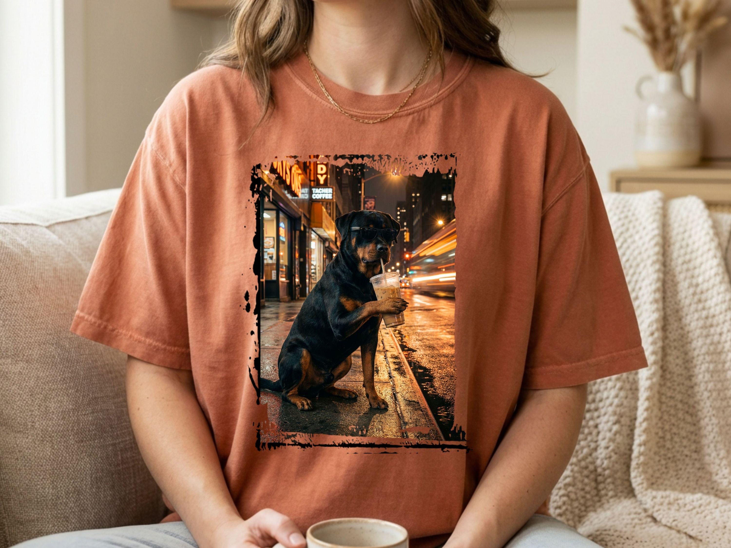 Comfort Colors Rottweiler Iced Coffee Shirt, Funny Dog Lover Tee