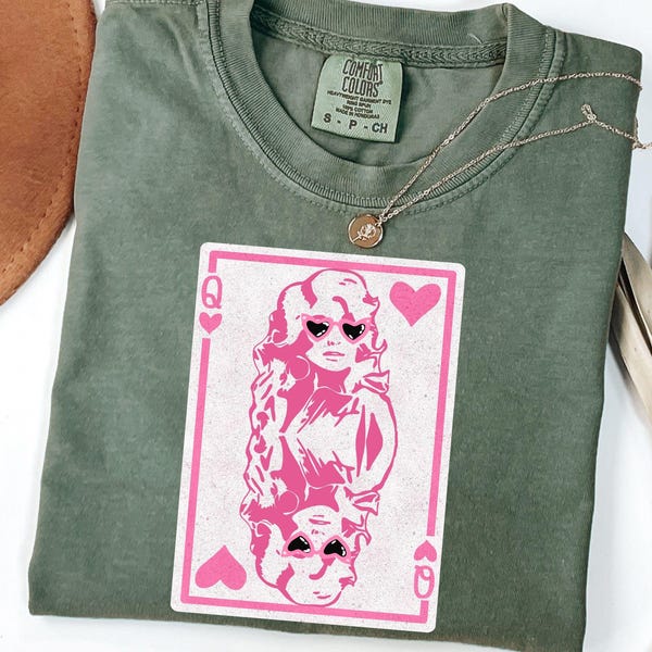Comfort Colors® Queen of Hearts Valentine Shirt, Pink Dolly Design Tee