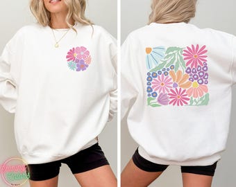 Sudadera o sudadera con capucha con flores bohemias, sudadera con capucha de playa del mercado de flores, sudadera con capucha VSCO, sudadera estética, estilo veraniego, camiseta Tumblr