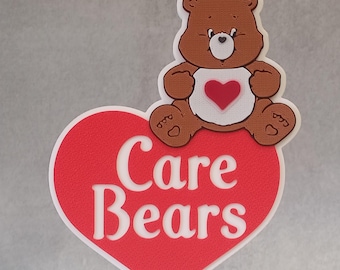 Care Bears 3D Printed Vintage Toy Shelf Display Logo, Retro 1980s Room Sign