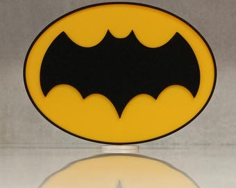 Batman (1966) TV Series Chest Symbol 3D Printed Retro Shelf Display Logo Adam West Bat Emblem
