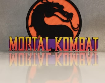 Mortal Kombat 3D Printed Logo Sign, Arcade Game Room Display