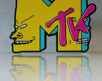 MTV Beavis and Butt-Head Logo 3D Print, 90s Cartoon Shelf Decor