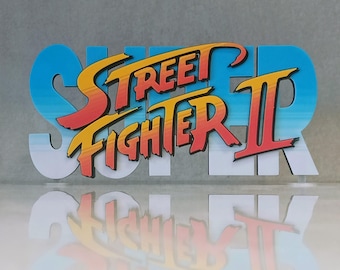 Super Street Fighter II 2 3D Printed Shelf Display Logo, Vintage 1990s Game Sign