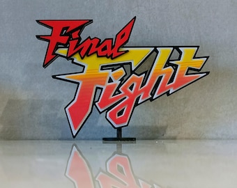Final Fight Video Game 3D Printed Retro Arcade Shelf Display Logo, 1989 Capcom