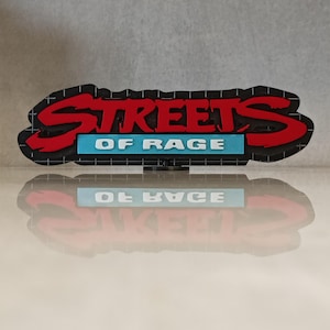 Streets of Rage 3D-gedrucktes Display-Logo für Mega Drive Master System, Vintage-Schild aus den 1990er Jahren