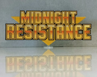 Midnight Resistance 3D Printed Display Logo, Commodore 64 ZX Spectrum Retro Game Sign