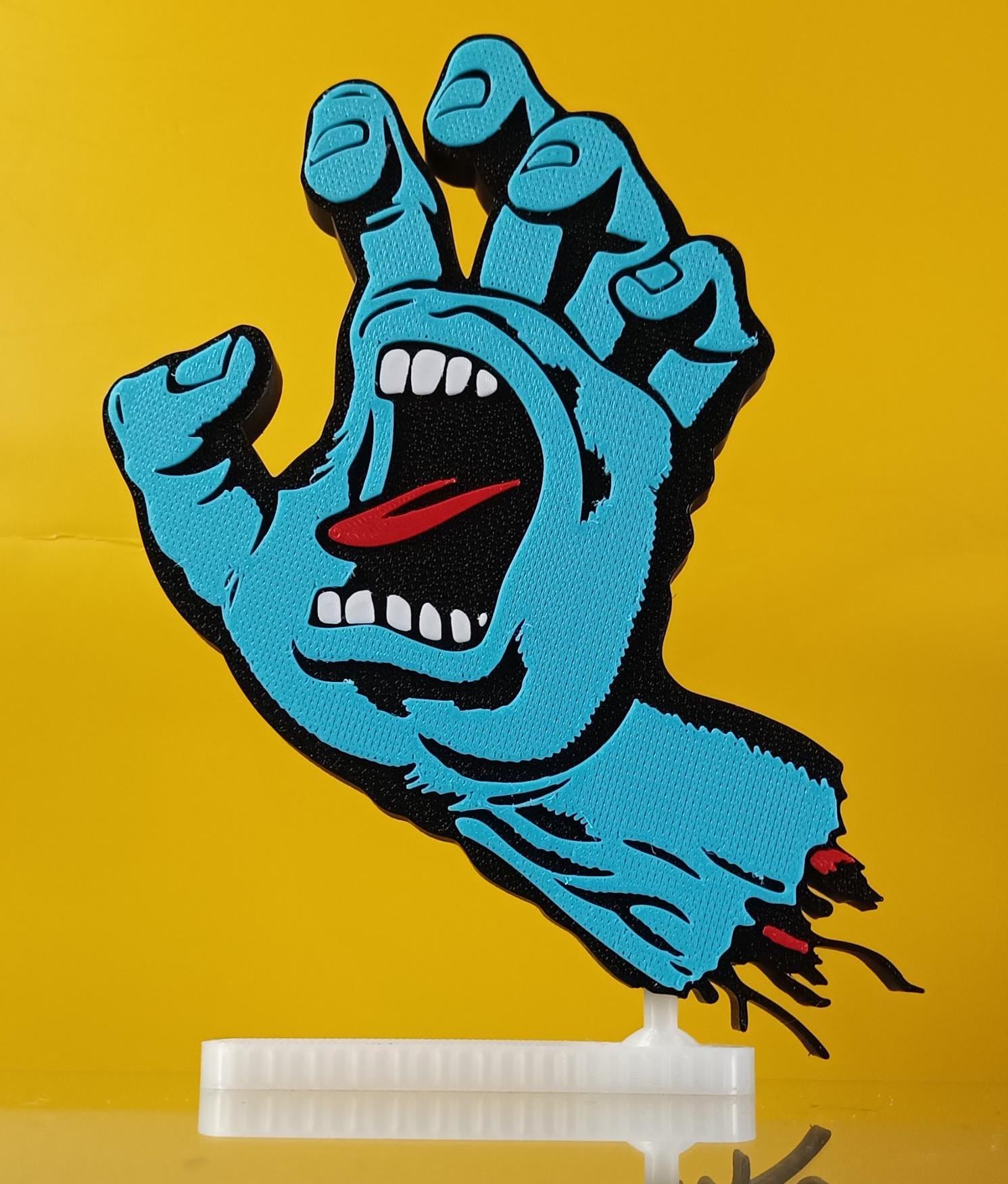 Sticker Skateboard Main Métallique Hurlant Santa Cruz 6,25 Po. - France