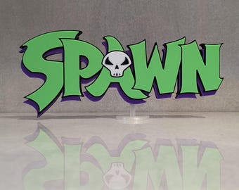 Spawn 3D Printed Logo Sign, 90s Retro Comic Book Decor