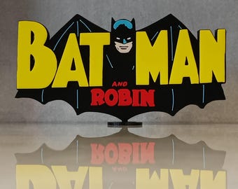 Vintage Golden Age Batman and Robin Comics 3D Printed Shelf Display Logo
