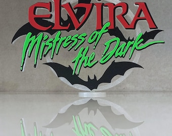 Elvira: Mistress Of The Dark (1988) 3D Printed Retro Horror Movie Shelf Display Logo