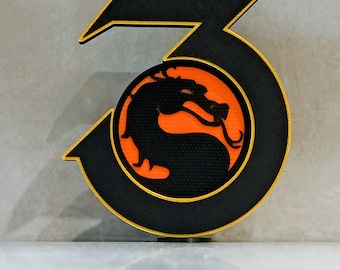 Mortal Kombat 3 3D Printed Logo Sign, Retro MK3 Dragon Display, Midway Gaming Gift