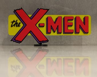 Marvel Comics The X-Men 3D Printed Logo Sign, Retro Comic Book Display, Wolverine Cyclops