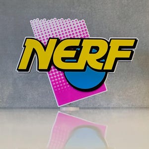 NERF (1992) 3D Printed Shelf Display Logo, Retro 90s Blaster Decor, Pump Omni Zone