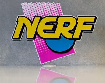 NERF (1992) 3D Printed Shelf Display Logo, Retro 90s Blaster Decor, Pump Omni Zone