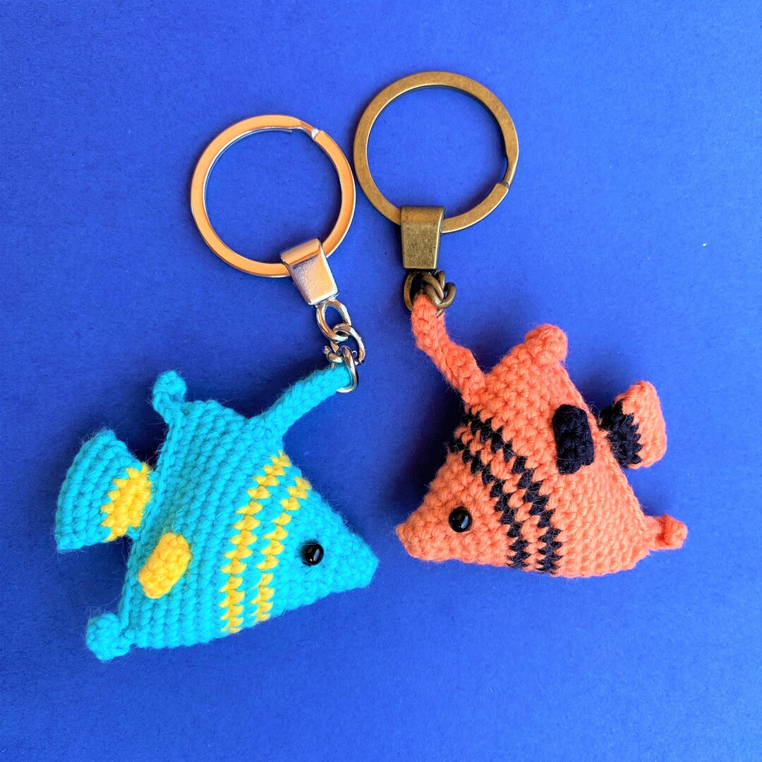 SET OF TWO Fish Crochet Keychains, Crochet Stuffed Exotic Fish Keychain