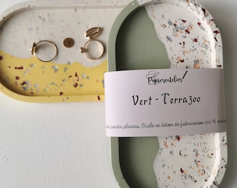 Vide poche plateau en béton Terrazzo pour décoration intérieur - coupelle Ovale à bijoux Fabrique en France