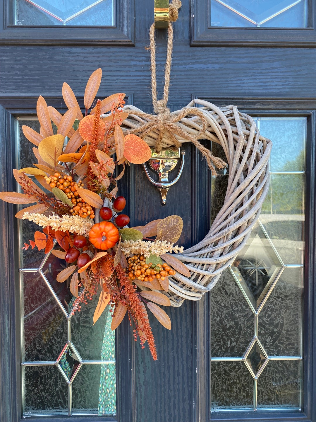 Autumn Boho Heart Wreath for Front Door - Etsy