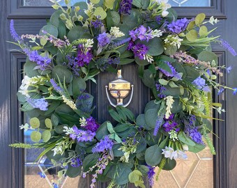 Lavender wreath, spring summer wreath, wildflower wreath, cottage wreath, door wreath