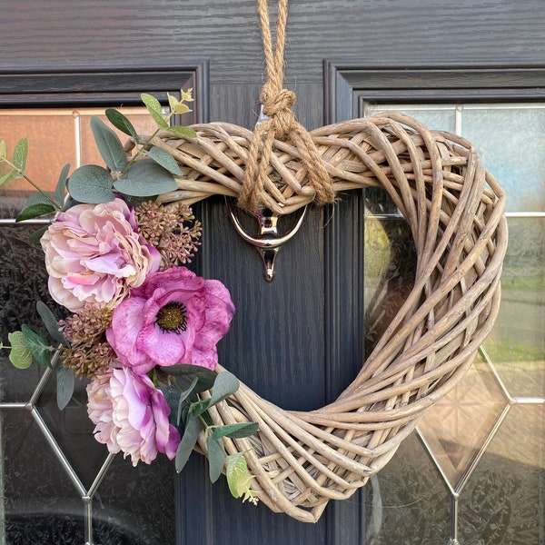 Spring summer, anemone and peony wreath for front door