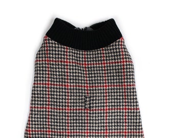 Harris Tweed Pet Waistcoat (Black/White/Red Dogtooth)