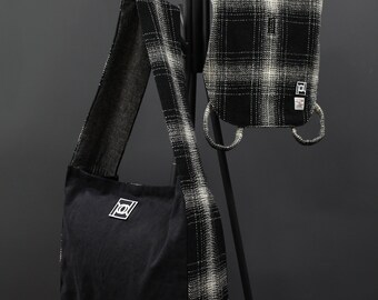 Harris Tweed Pet Waistcoat & Crossbody Bag (Black/White Herringbone)