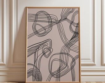 Minimalist Line Art Print: Abstract Retro Wall Decor (Digital Download)