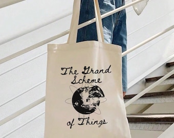 World Map Cotton Canvas Tote Bag: Earth Design Eco-Friendly Shopping Bag