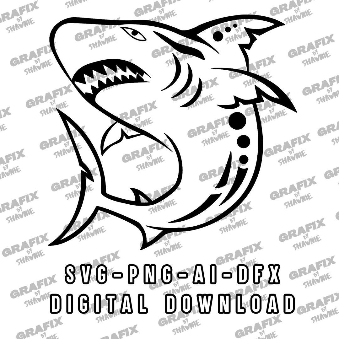 Tribal Shark Vinyl Decal Sticker - Fish, Surf, Ocean - Pick Size & Color By DV