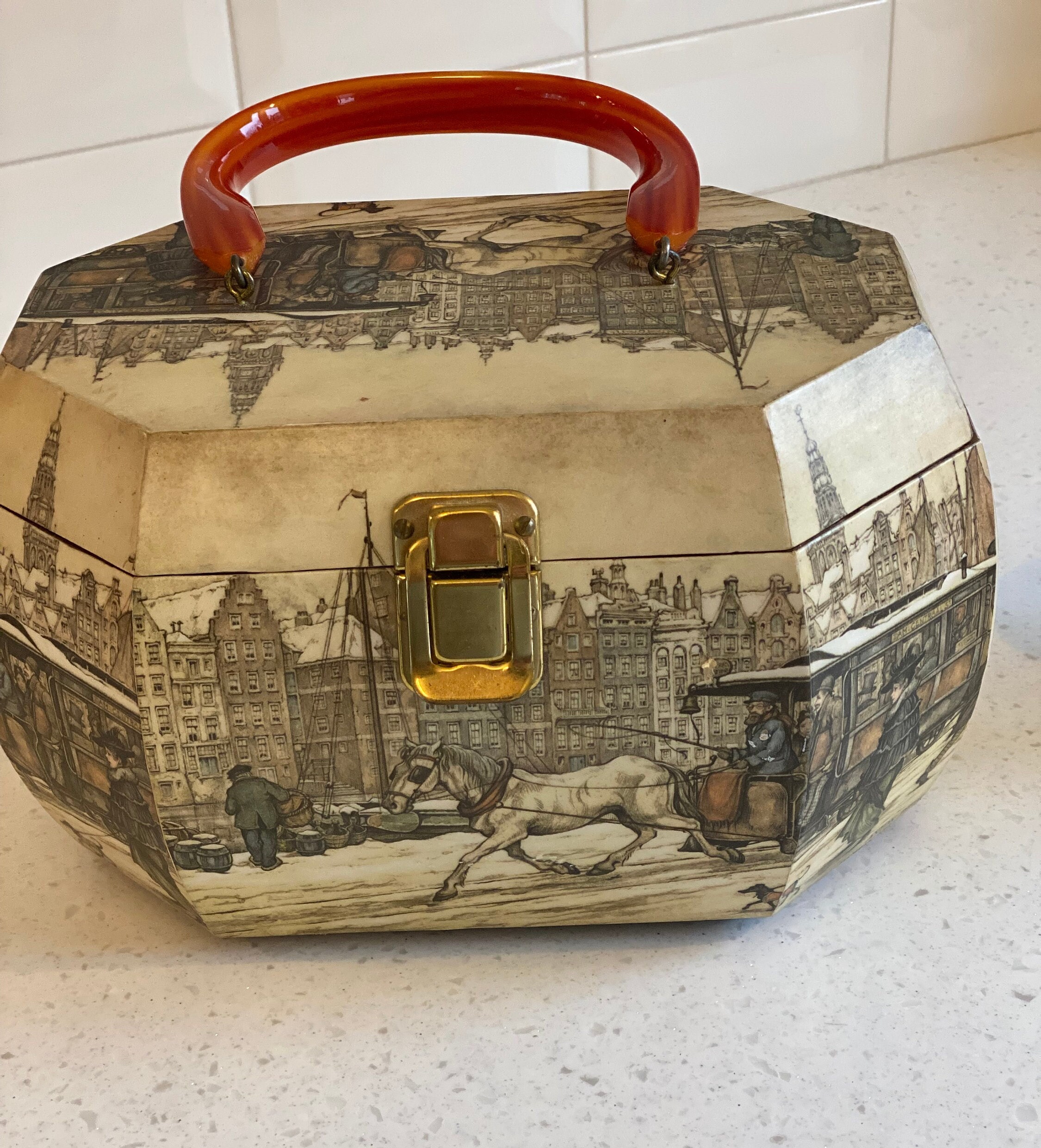 Vintage Box Purse, Fairy Flower Box Purse, Découpaged Wood Purse, 1970s  Granny Chic, Handmade purse