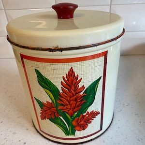 1 Vintage Flower Tin Canister Maid of Honor
