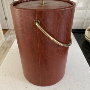 MCM Ice Bucket, Vinyl Brown Leather Look image 4