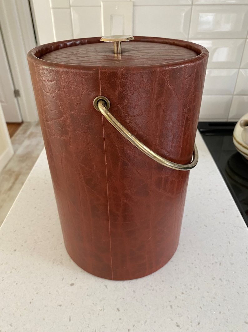 MCM Ice Bucket, Vinyl Brown Leather Look image 4