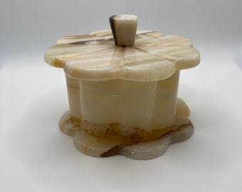 Onyx Marble Flower Trinket Jewelry Box