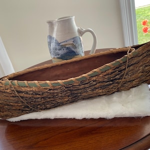 Vintage Bark Wood Canoe Handmade Beautiful Condition