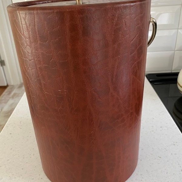 MCM Ice Bucket, Vinyl Brown Leather Look