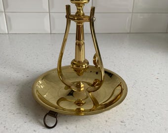 Vintage Baldwin Brass Chamberstick Candlestick Holder, Self Balancing Nautical Brass Candlestick Holder.