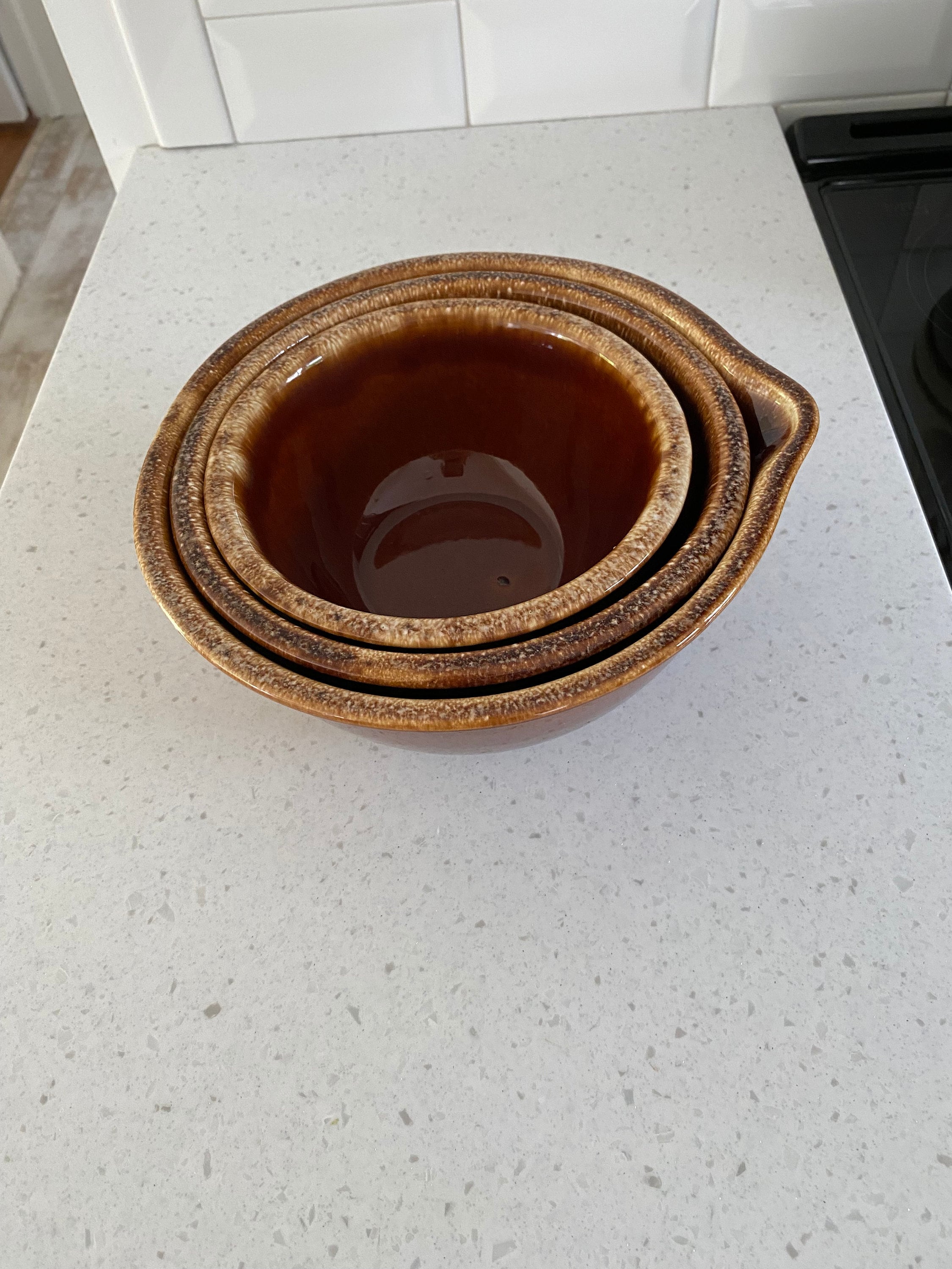 Hull Mixing Bowl Set Vintage Brown Drip Bowls Hull USA Etsy