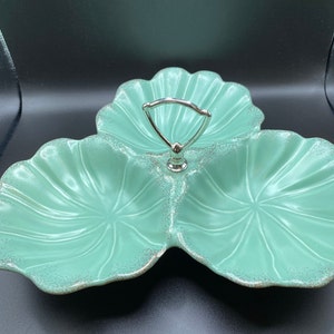 MidCentury California Pottery 3 secciones plato para dulces condimentos/nueces