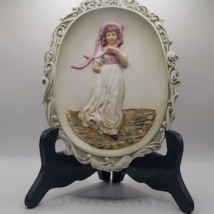 Vintage Lefton Hand painted Pinkie and Blue Boy Ceramic Wall Hangings