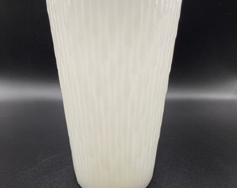 Vaso in vetro lattimo vintage Erba di grano di legno o struttura di bambù