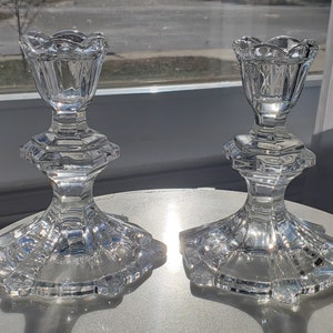 Poland Lead Crystal Candle Holders Vintage Antique