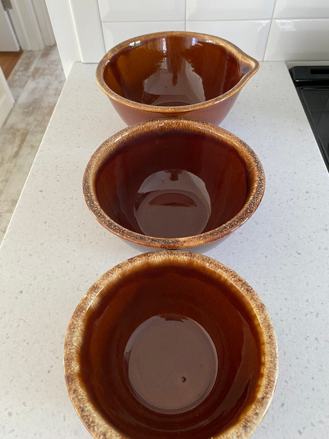 Hull Mixing Bowl Set Vintage Brown Drip Bowls Hull USA Etsy