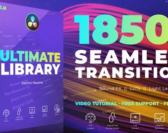 Transiciones fluidas de DaVinci Resolve: más de 50 efectos (descarga digital)