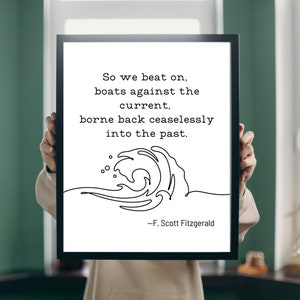 F. Scott Fitzgerald Great Gatsby Quote Poster in Black & White | Digital Download