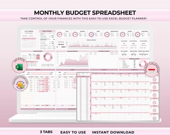 Excel-spreadsheet budgetplanner: maandelijkse persoonlijke financiën, inkomsten en uitgaven bijhouden, slimme kalender