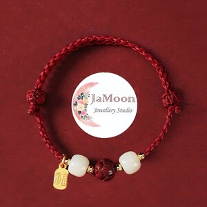 2024 Best Seller Jade with Cinnabar Red Bracelet,Good Fortune bracelet,Good luck Blessing bracelet,Adjustable,gift forher/him, mother's day